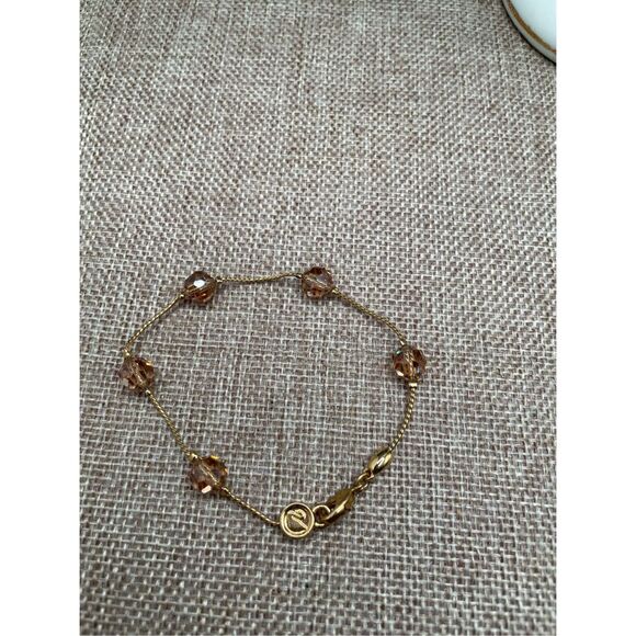 Vintage Genuine Swarovski Gold Tone Light Amber Crystal Swarovski Logo - Picture 3 of 8